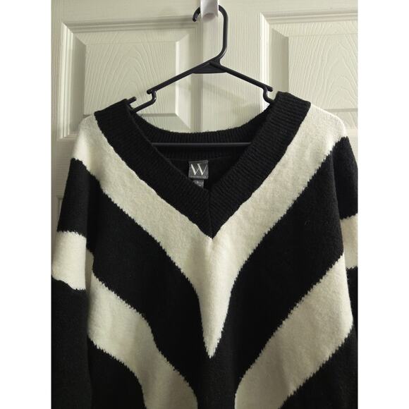 Worthington Womens Long Sleeve Black & White Chevron Soft Sweater Large Nwt - Picture 2 of 10